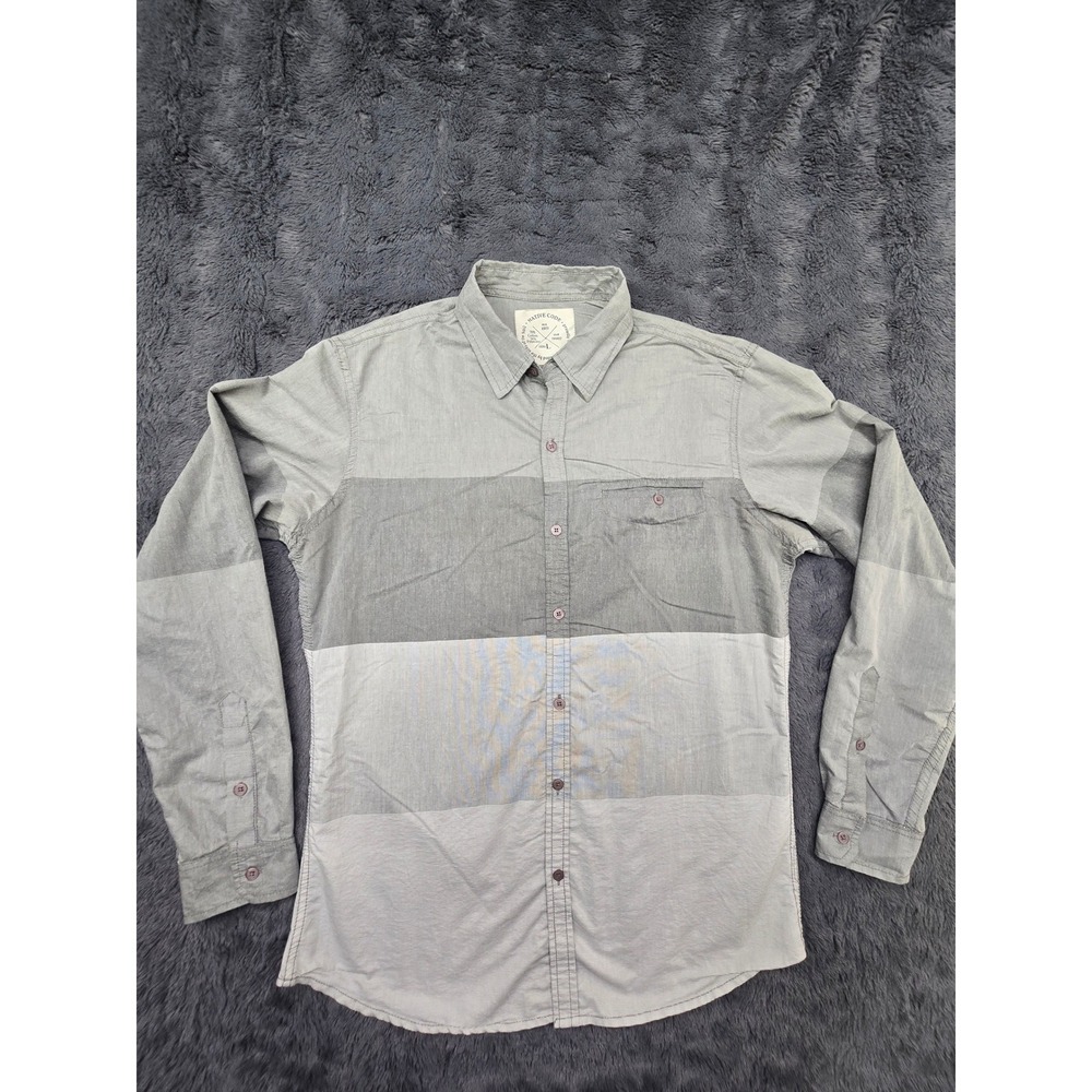 Native Code Mens Grey Colorblock Long Sleeve Button Down Shirt Large Pocket
